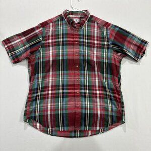 Brooks Brothers Men's Cotton Sport Shirt Short Sleeve Tartan Plaid Size XL 1818